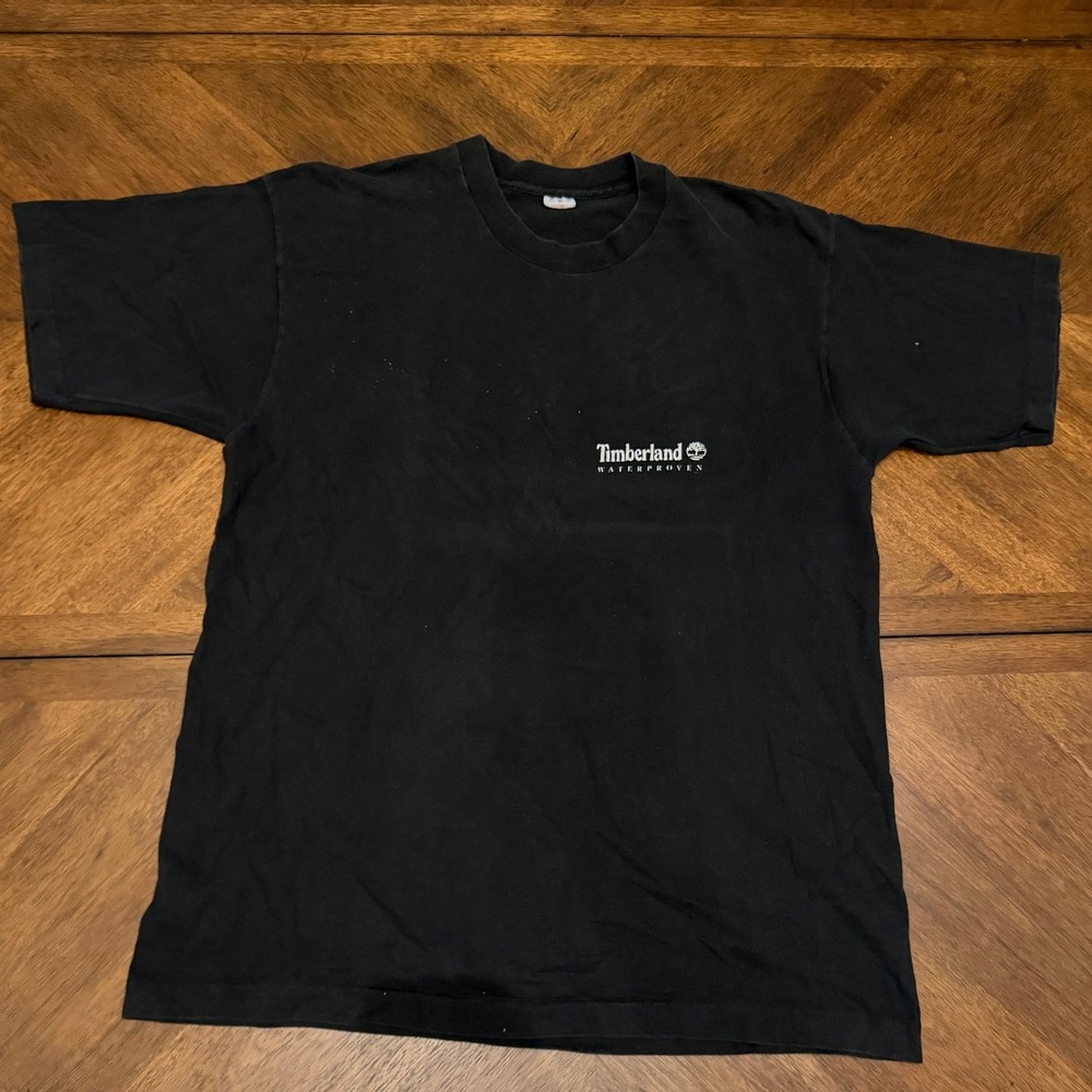 Vintage Timberland Waterproof T Shirt Mens XL Black 90s Fruit of the Loom Tag